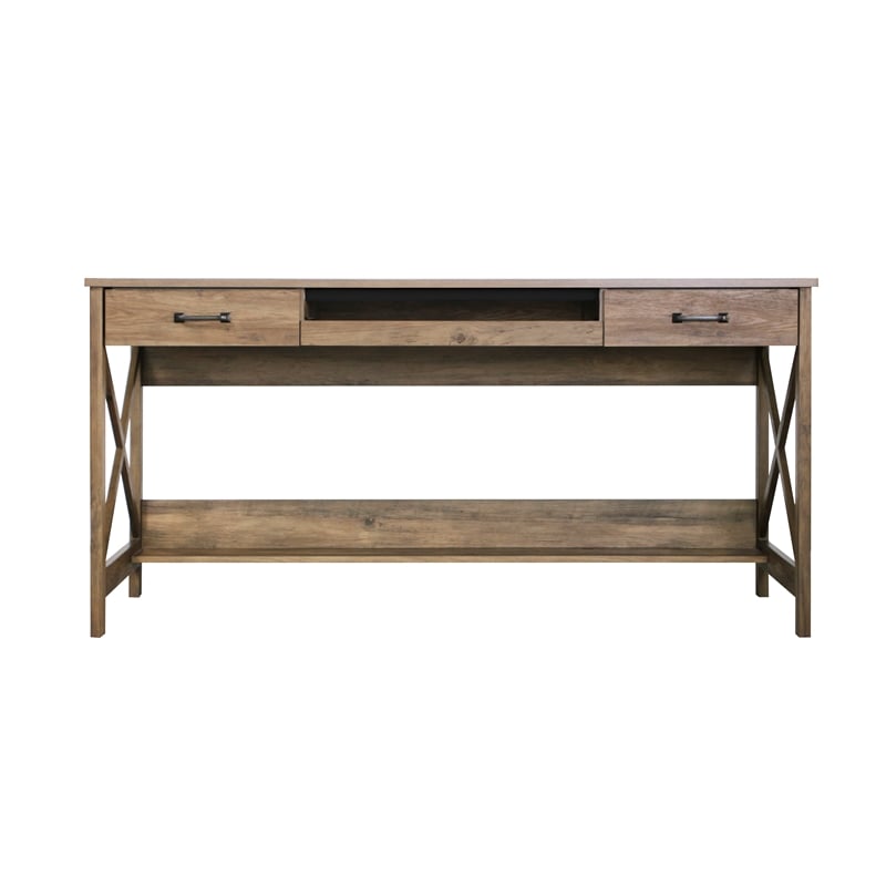 Saint Birch Alaska Wood 59.5 inches Writing Desk in Rustic Oak