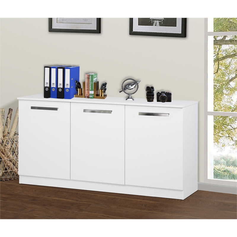 Saint Birch Alaska Wood 3 Door Credenza File Cabinet in White