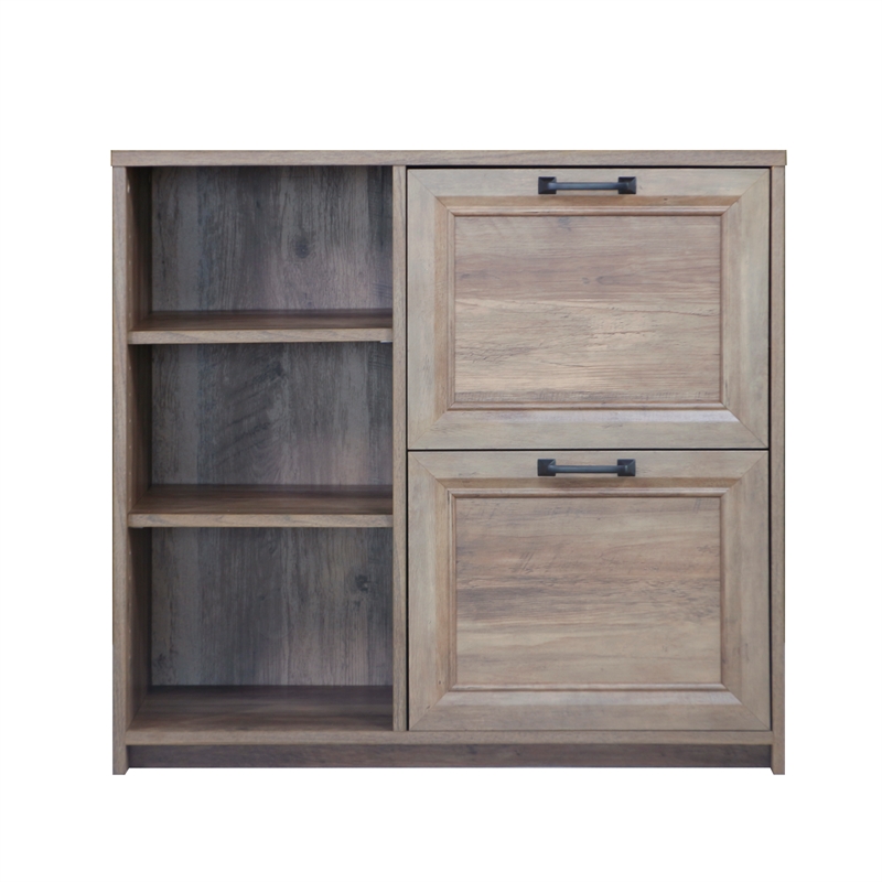Saint Birch Alaska Wood 2 Drawer File Cabinet With 3 Shelf in Oak