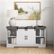 Saint Birch Finley 56 Inch Wood TV Stand With 2 Barn Doors in Gray Oak and White