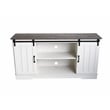 Saint Birch Finley 56 Inch Wood TV Stand With 2 Barn Doors in Gray Oak and White