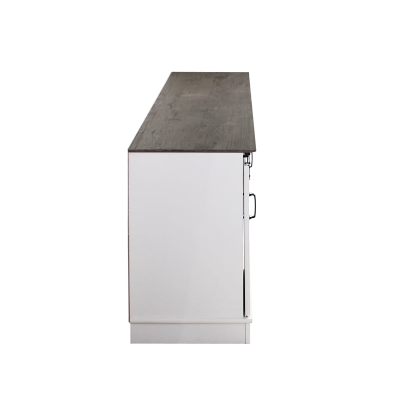 Saint Birch Finley 56 Inch Wood TV Stand With 2 Barn Doors in Gray Oak and White