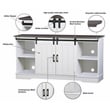 Saint Birch Finley 56 Inch Wood TV Stand With 2 Barn Doors in Gray Oak and White