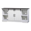 Saint Birch Finley 56 Inch Wood TV Stand With 2 Barn Doors in Gray Oak and White