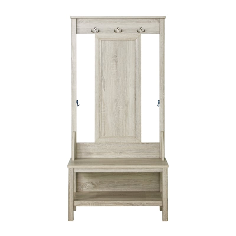 Saint Birch Finley Contemporary Wood Hall Tree And Shoe Bench in Gray