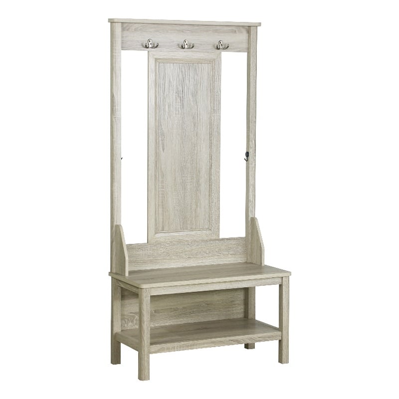 Saint Birch Finley Contemporary Wood Hall Tree And Shoe Bench in Gray