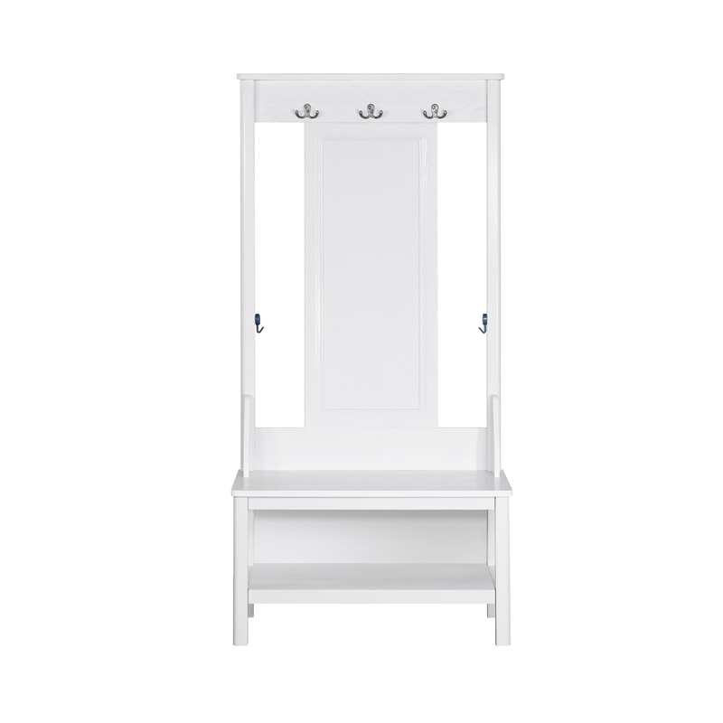 Saint Birch Finley Wood Hall Tree And Shoe Bench in White