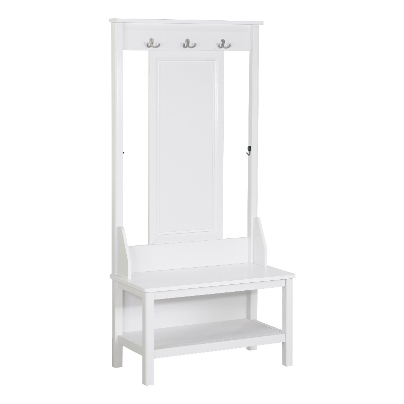 Saint Birch Finley Wood Hall Tree And Shoe Bench in White