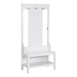 Saint Birch Finley Wood Hall Tree And Shoe Bench in White
