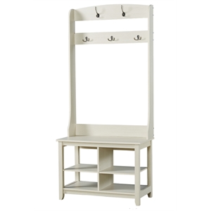 Saint Birch Hawksbury 31.5 Inches Wood Hall Tree And Shoe Bench in Antique White
