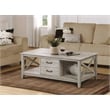 Saint Birch Honduras Wood Coffee Table With 2 Drawers in Washed Gray