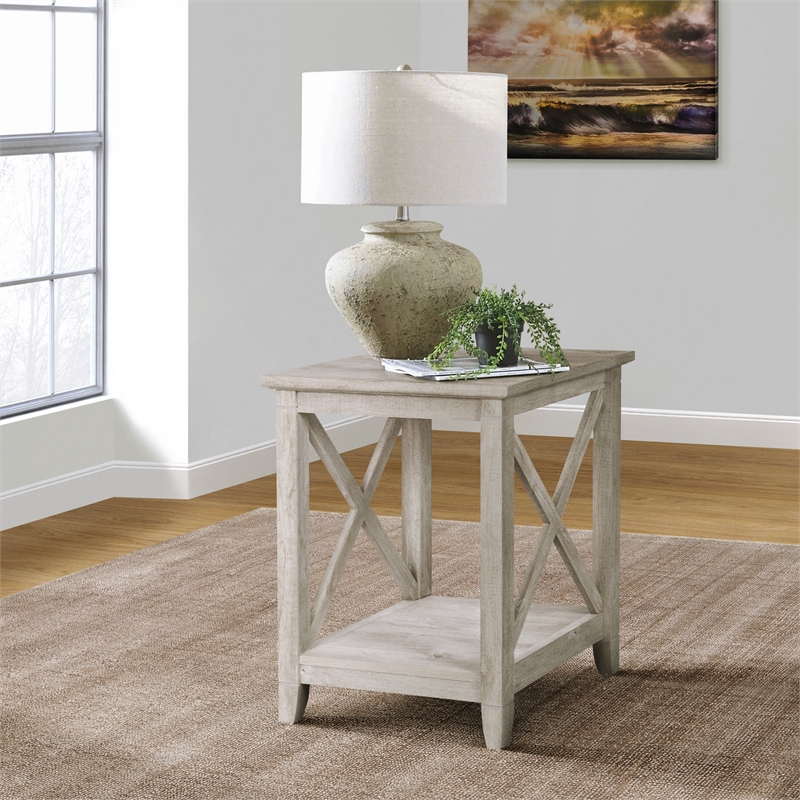 Saint Birch Honduras Contemporary Wood End Table in Washed Gray