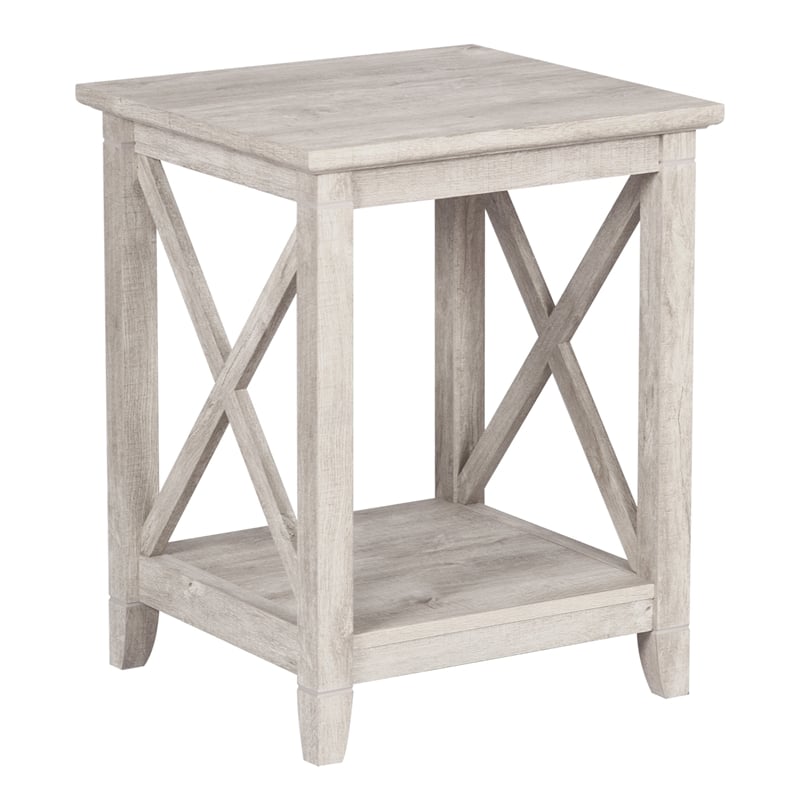 Saint Birch Honduras Contemporary Wood End Table in Washed Gray