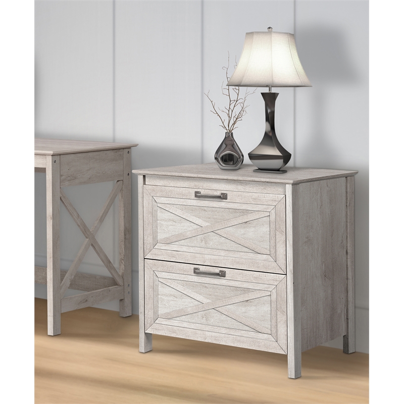 Saint Birch Megan Wood 2 drawer Lateral Filing Cabinet in Washed Gray