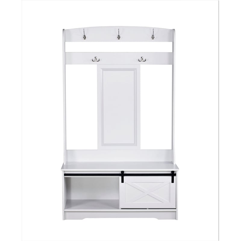 Sanit Birch Hawksbury Transitional White Hall Tree & Shoe Bench