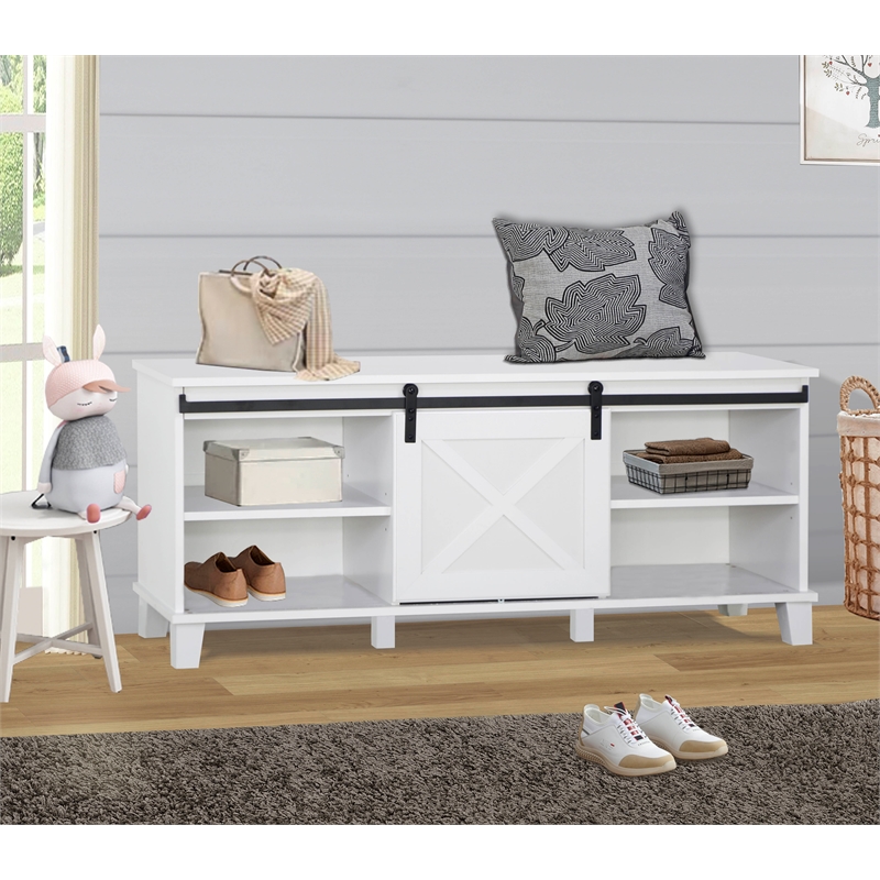 Saint Birch Austin Farmhouse White TV Stand