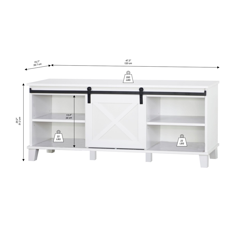 Saint Birch Austin Farmhouse White TV Stand