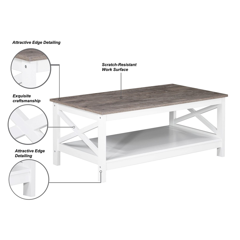 Saint Birch Lambert Modern Farmhouse White Coffee Table