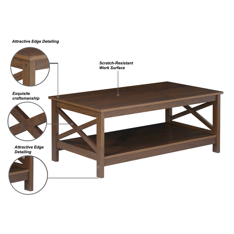 Saint Birch Lambert Modern Farmhouse Rosewood Grain Coffee Table