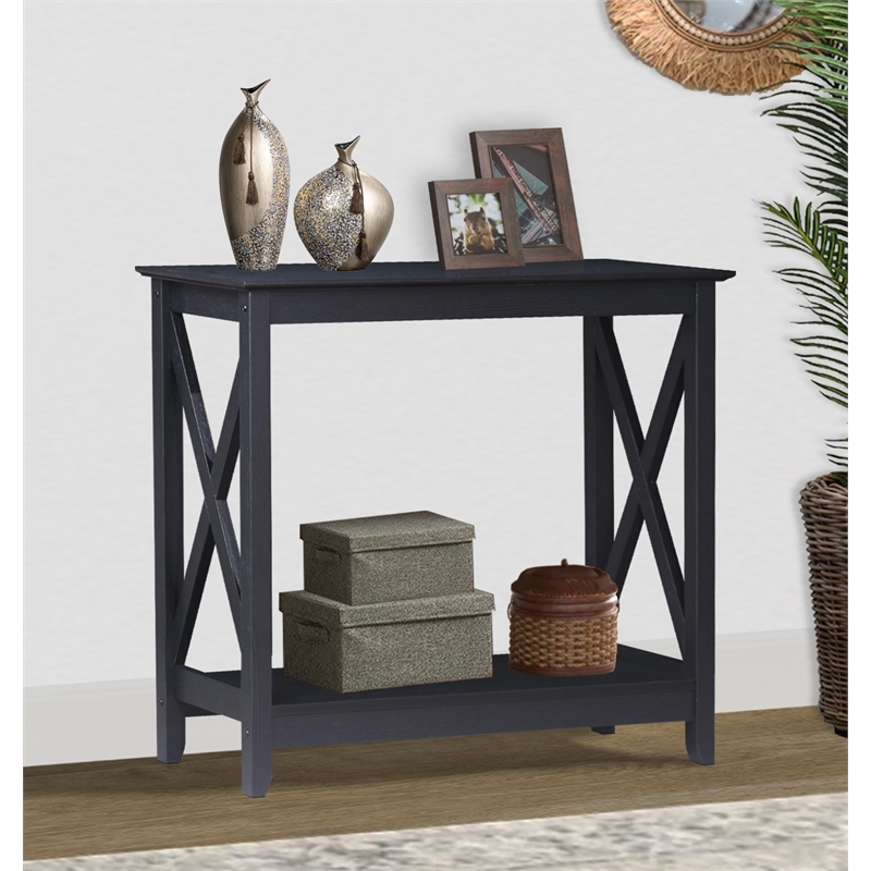 Saint Birch Lambert Modern Farmhouse Black Oak Console Table