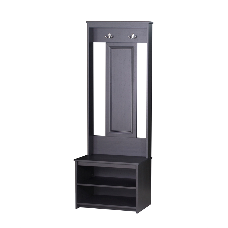 Saint Birch Lambert Casual Contemporary Antique Black Hall Tree and Shoe Bench