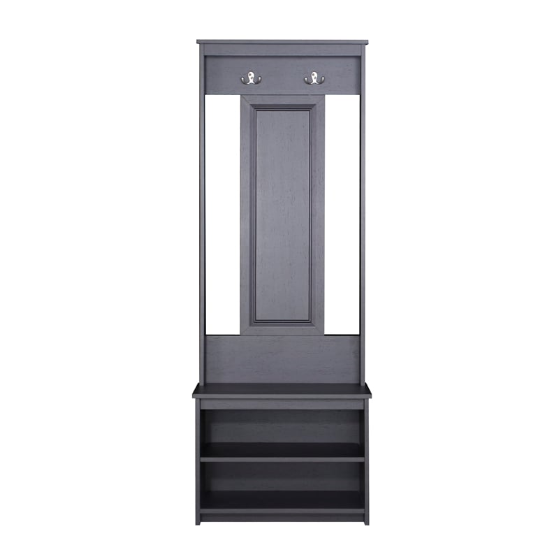 Saint Birch Lambert Casual Contemporary Antique Black Hall Tree and Shoe Bench