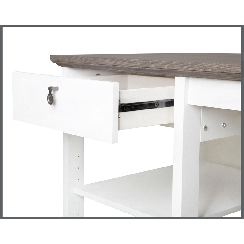Saint Birch Finley White 47-inch Writing Desk with Storage and Shelves