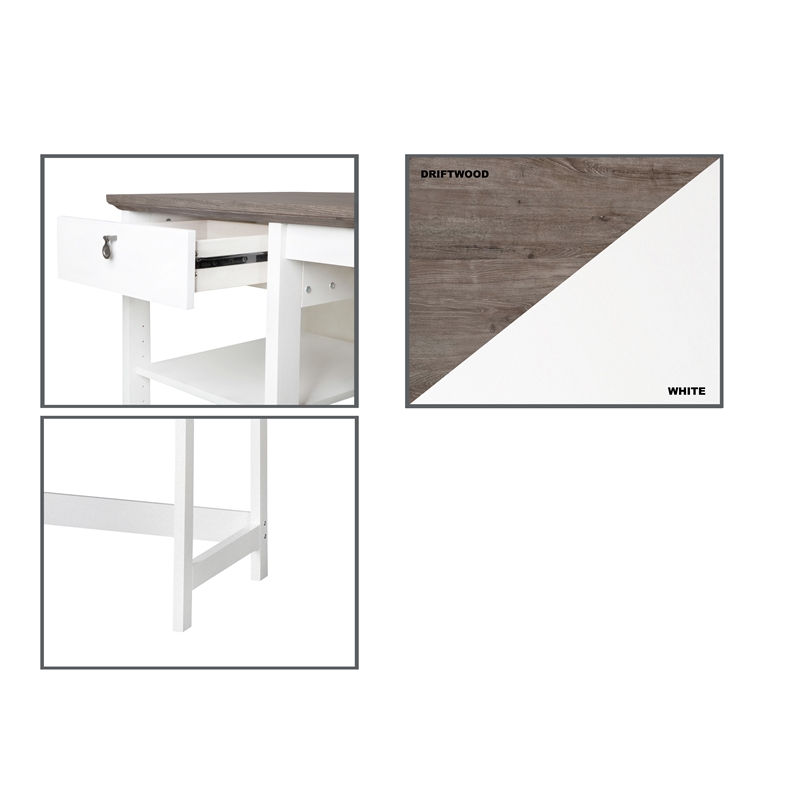 Saint Birch Finley White 47-inch Writing Desk with Storage and Shelves