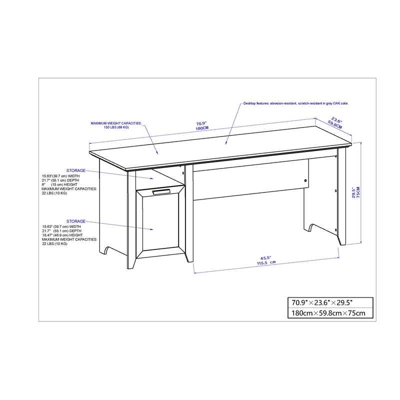 Saint Birch Albaugh Brown 71 Inches Executive Desk