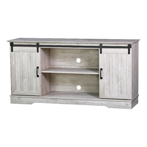 Saint Birch Finley 56&quotW Wood TV Stand with 2 Barn Doors in Gray