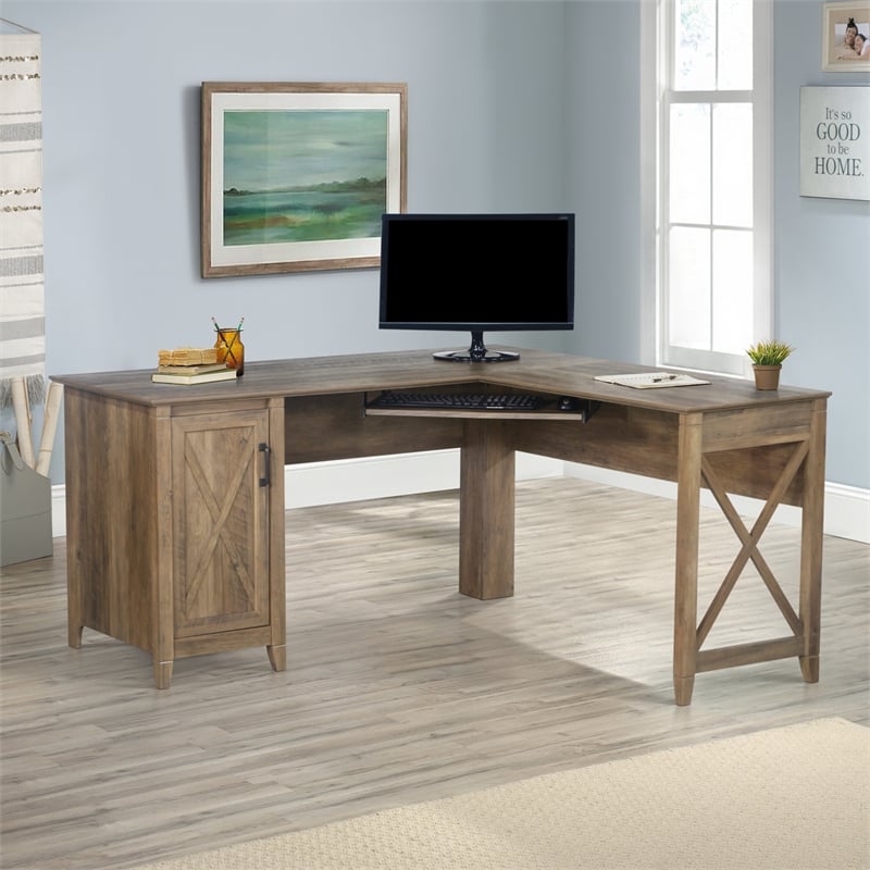 Saint Birch Oxford Engineered Wood Farmhouse L Desk in Light Brown