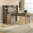 Saint Birch Oxford Engineered Wood Farmhouse Hutch Desk with Cabinet in Brown
