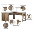 Saint Birch Oxford Engineered Wood Farmhouse Hutch Desk with Cabinet in Brown