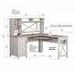 Saint Birch Oxford Engineered Wood Farmhouse Hutch Desk with Cabinet in Gray