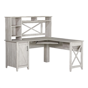 Saint Birch Oxford Engineered Wood Farmhouse Hutch Desk with Cabinet in Gray