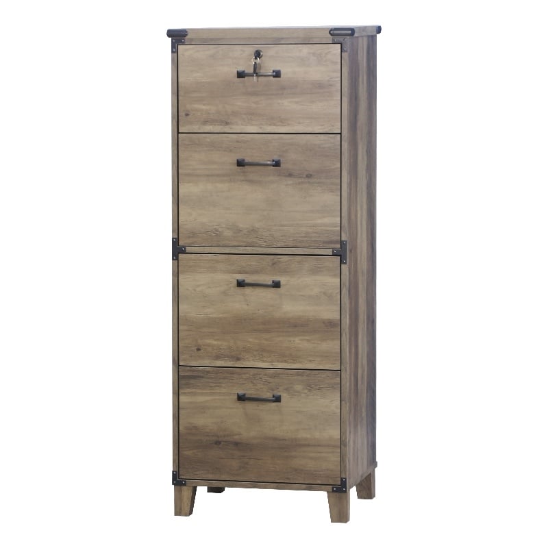 Saint Birch Oxford Engineered Wood 4-Drawers Lateral File in Rustic Oak