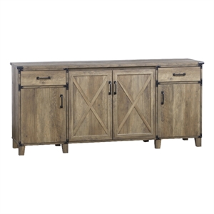 Saint Birch Oxford 4-Door Engineered Wood Credenza File Cabinet in Rustic Oak