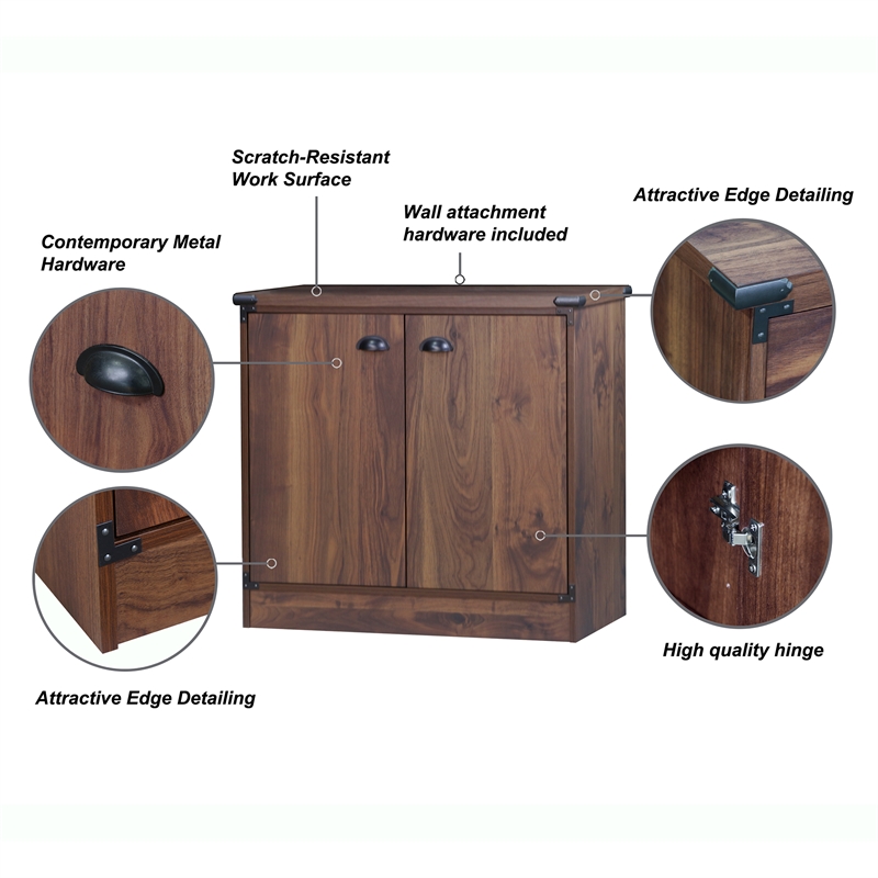 Saint Birch Engineered Wood Contemporary 2 Door Storage in Dark Walnut