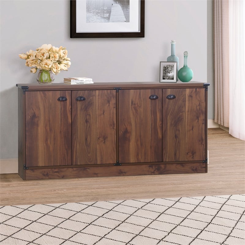 Saint Birch Engineered Wood Contemporary Credenza File Cabinet in Dark Walnut