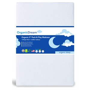 organic dream 2-stage organic cotton polyester pack and play mattress in white