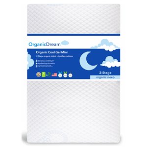organic dream 2-stage cotton cool-gel permier crib & toddler mattress in white
