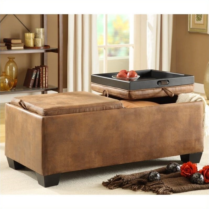 Homelegance Vega Storage Bench Ottoman Table in Light Brown   458NF