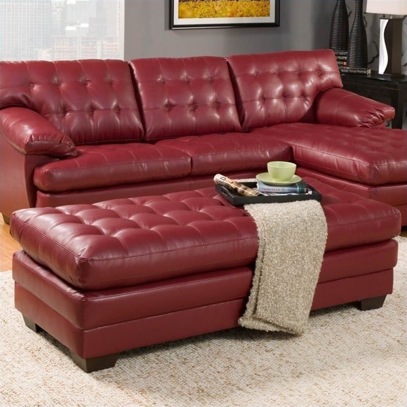 Trent Home Brooks Leather Oversized Tufted Cocktail ...