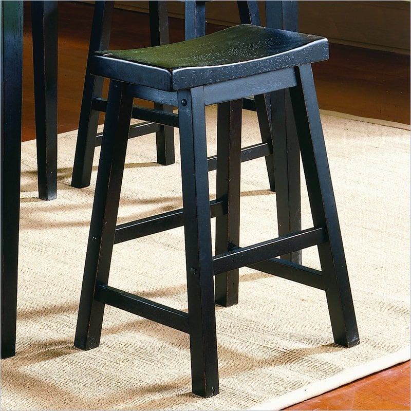 Homelegance Saddleback 24" Seat Height Bar Stool in Black (set of 2)   5302BK 24