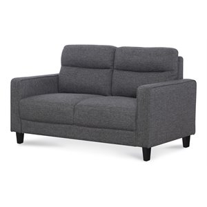 hfo asher modern polyester fabric upholstered channeled loveseat in gray