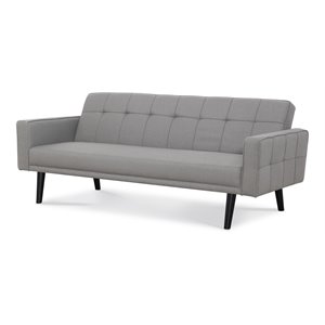 hfo sawyer modern wood and polyester fabric futon with arms in light gray