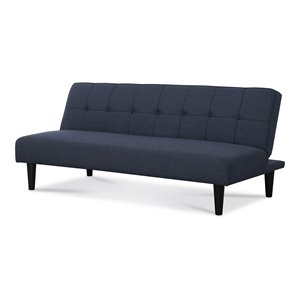 hfo sawyer modern wood and polyester fabric armless futon in blue