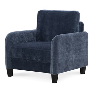 hfo everly glamorous traditional faux velvet chair in deep blue