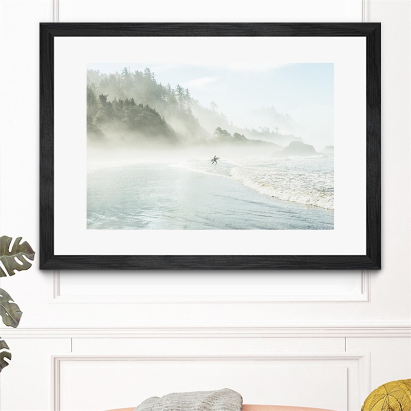 Giant Art 24x36 Suhrie - Catching the Morning Surf Matted and Framed in White