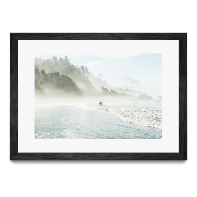 Giant Art 24x36 Suhrie - Catching the Morning Surf Matted and Framed in White